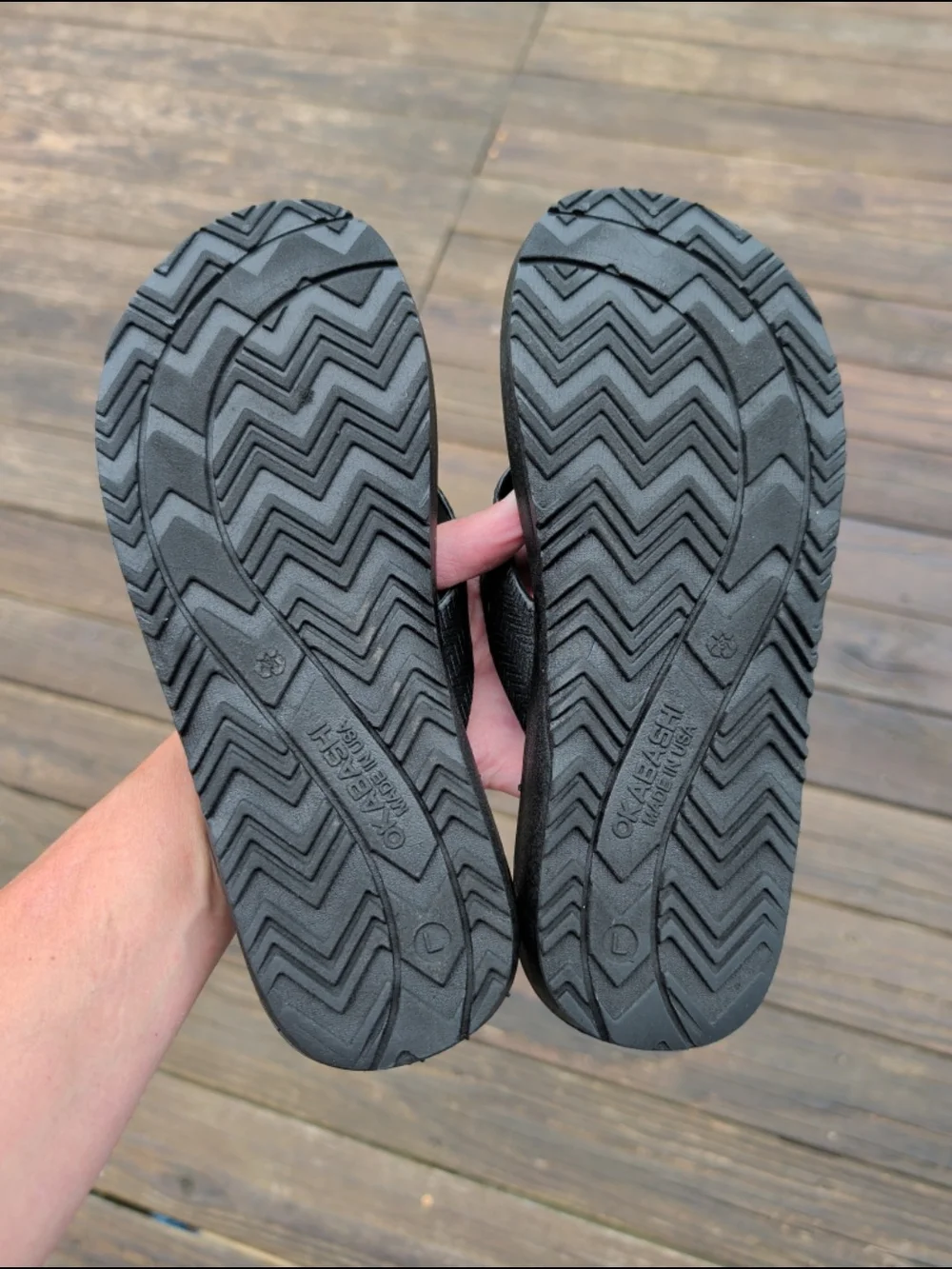Okabashi Surf Flip Flop Sandals Black Sz Large (Mens' 7.5-8.5, Womens' 9.5-10.5)